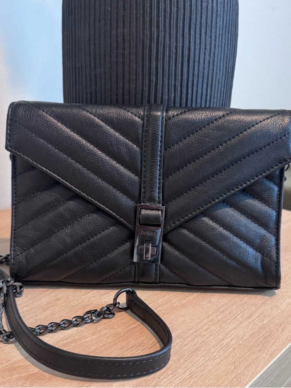 Botkier Black Quilted Leather Envelope Crossbody